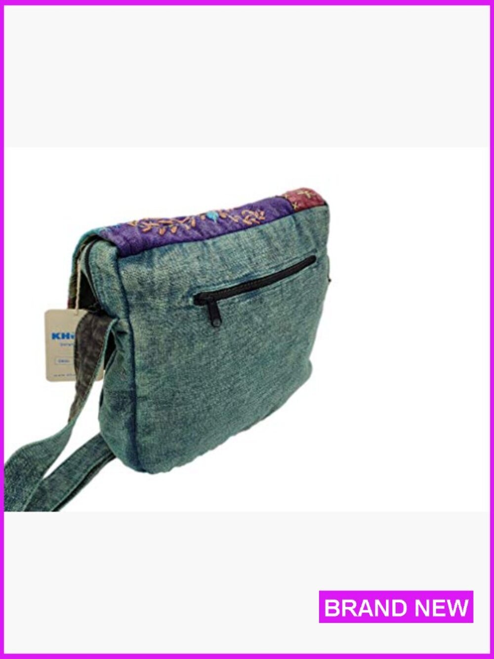Cotton Messenger Shoulder Bag Boho Handmade Patchwork Crossbody Functional - Picture 5 of 6